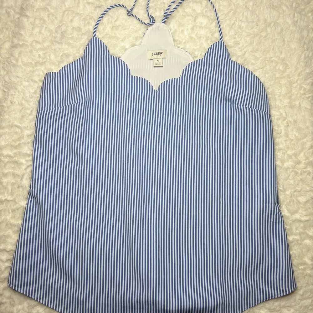 J. Crew White and Blue Striped Camisole